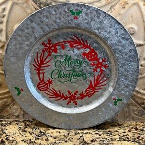 Holiday Home Merry Christmas Galvanized Plate